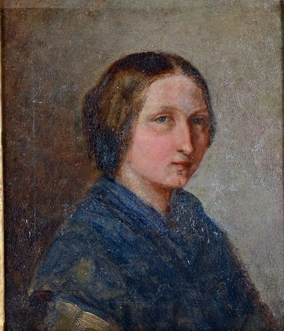 STANISLAS LEPINE (1835-1892) Portrait de la femme de l'artiste en buste, vers 1866-1867
Huile...