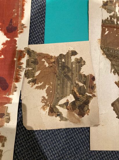  Three fragments of woven silk, Egypt, Mamluk period, 13th century Silk weave alternating...