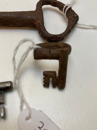 null Set of two keys, one ring key with hollow stem and one bent key with circular...