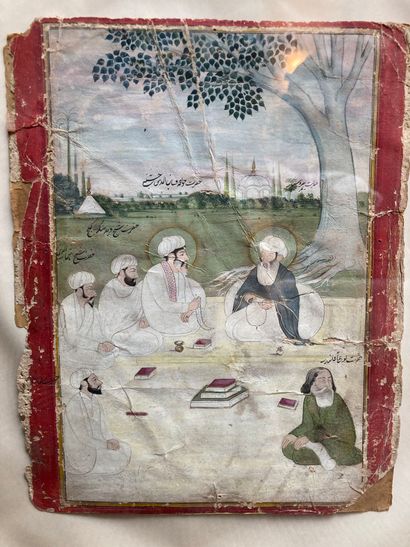 null Page d'album à décor de réunion de religieux, Inde, Penjab, milieu du XIXe siècle
Peinture...