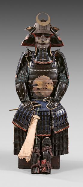 null YOKOHAGI-GOMAÏ-DÔ type armor Helmet in patinated iron with twelve blades, signed...