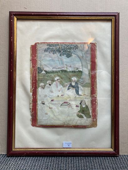 null Page d'album à décor de réunion de religieux, Inde, Penjab, milieu du XIXe siècle
Peinture...