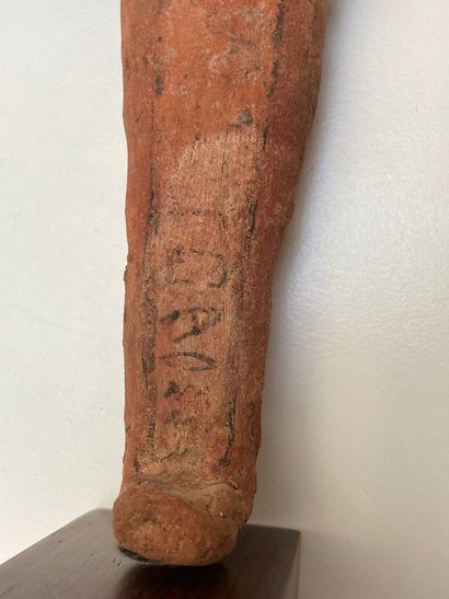  Shaouabti inscribed on a ventral column. The arms and eyes are modelled. Modelled...