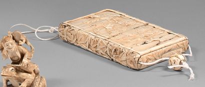 JAPON Inro with eight ivory boxes carved in light relief, of Jurojin a deer and his...