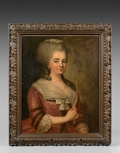 Ecole francaise vers 1760 
Portrait d'homme à l'habit brodé et Portrait de femme...