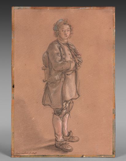 Louis AUBERT (Paris 1720 - ? vers 1800) 
A young boy
Black stone, pastel and white...