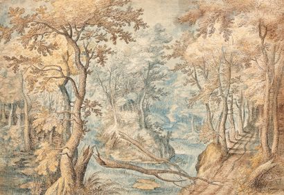 Gillis de HONDECOETER (Anvers 1575 - Amsterdam 1638) 
Paysage de forêt
Plume et encre...