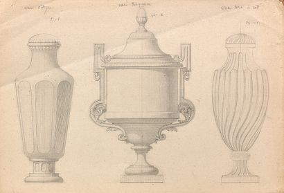 École Française du XIXe siècle 
Eleven drawings of vases
Eleven drawings, black pencil....