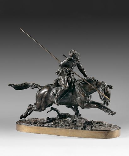 Eugène Alexandrovich LANCERAY (1848-1886) 
Cossack galloping.
Bronze with a brown...