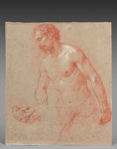 Ecole Flamande du XVIIIe siècle 
Study of a man in mid-body and a hand
Sanguine and...