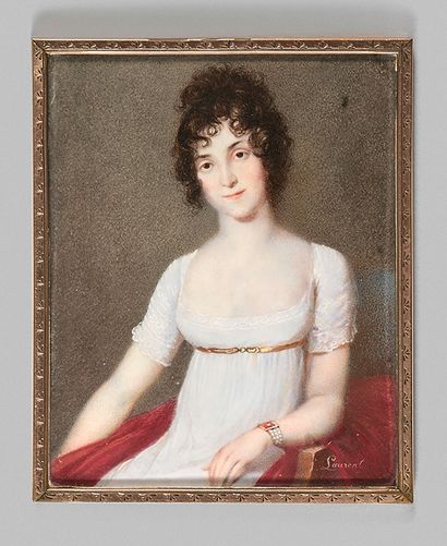 Jean-Antoine LAURENT (Baccarat, 1763 - Épinal, 1832) 
Portrait of a young woman in...