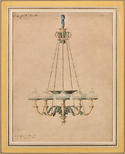 Jean-Jacques FEUCHÈRE et son atelier (Paris 1807-1852) 
Quatre projets de lustres
Quatre...