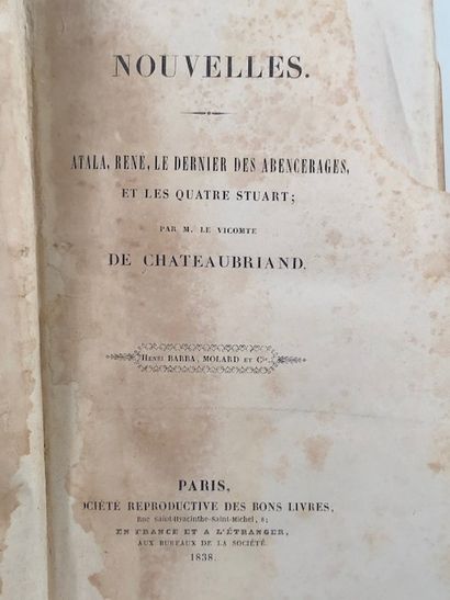 null Chateaubriand - Les Natchez - Atala- René( 1er feuillet détaché) , 3 volumes...