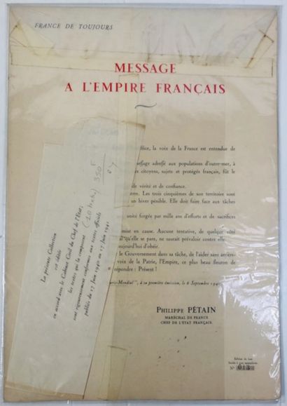 null Philippe Pétain -Message à l Empire Français édition de luxe limité à 100 exemplaires...