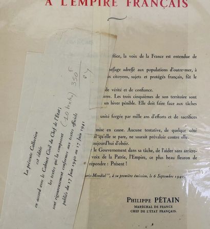 null Philippe Pétain -Message à l Empire Français édition de luxe limité à 100 exemplaires...