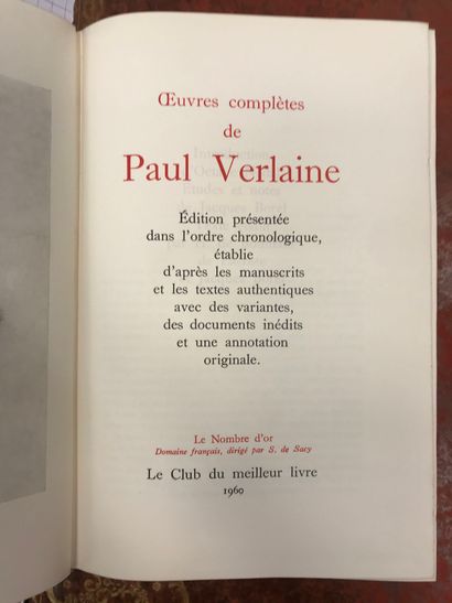 null 
Paul VERLAINE, Œuvres complètes, Le Club du meilleur livre, le nombre d’or,...