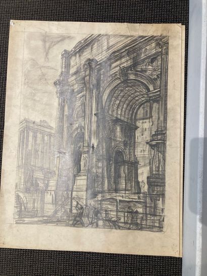 null André MAIRE (1898 - 1984). 

Italie, études d'architecture 

Deux dessins au...