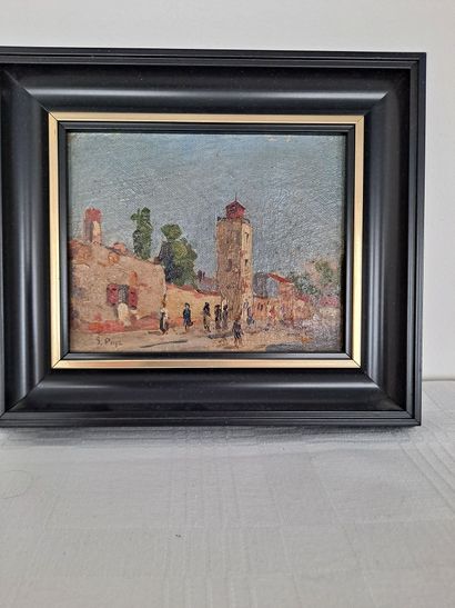 null Vue de village, huile sur toile contrecollée sur carton (petit manque)

12 x...