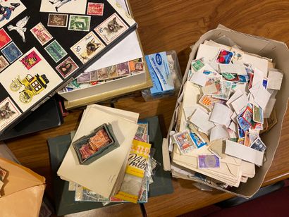 null ALL COUNTRIES: 1 box containing cancelled stamps, per multiple. Good lot to...