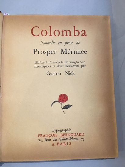 MÉRIMÉE (Prosper). Colomba. Paris, Typographie François Bernouard, s. d.
[1928]....