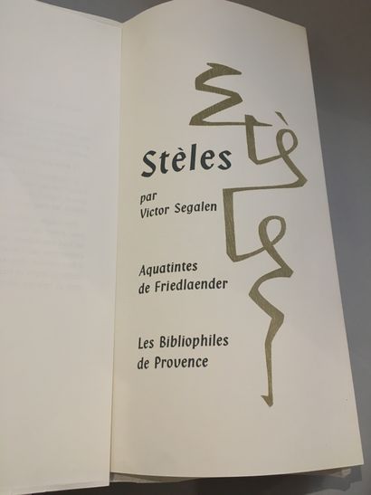 SEGALEN (Victor). Stèles. S. l., Les Bibliophiles de Provence, n. d. [1967/1968].
In-4°...