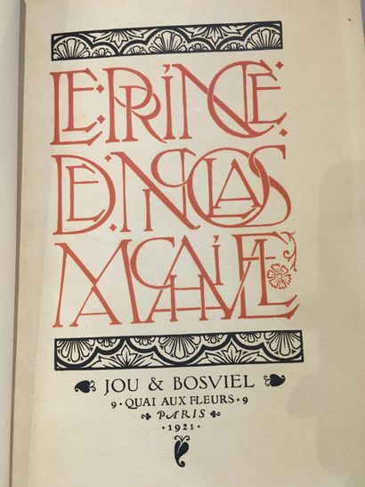 MACHIAVEL (Nicolas). Le Prince. Préface par André SUARÈS. Paris, Jou & Bosviel, 1921....