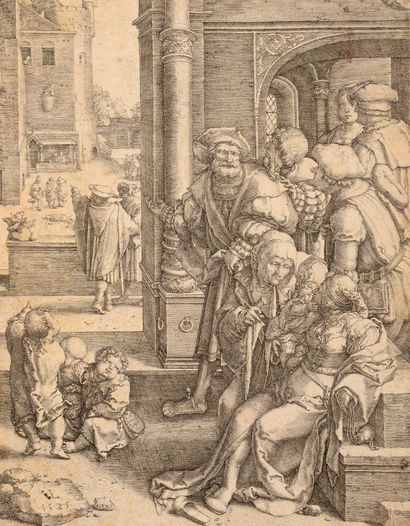 null Lucas VAN LEYDEN (1494 – 1533)

Le Poète Virgile suspendu dans son panier.

Burin....