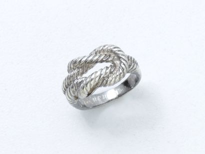 null HERMÈS. Ring in silver 800 thousandth, with decoration of twisted flat knot....