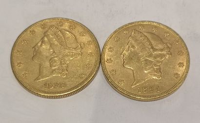 null 
Lot 15

Deux pièces de 20 Dollars or datées 1880 et 1894

(usures)



FRAIS...