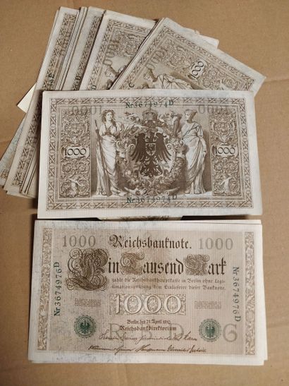 null Lot de 75 billets (environ) de 1000 mark 1910 Allemagne.

lot vendu en l'ét...