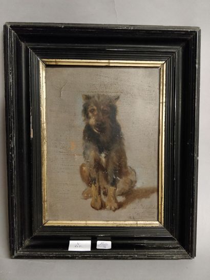 null Dog sitting in front

Oil on canvas signed lower left, illegible

(missing and...