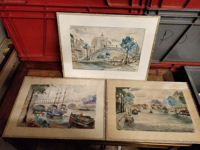 null Clerge

Three views of a bridge in Paris

Watercolours signed and dated 37

25,5...