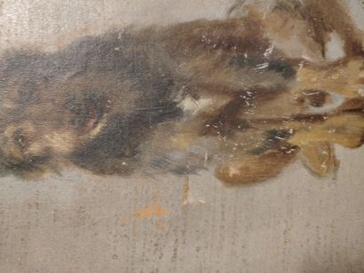 null Dog sitting in front

Oil on canvas signed lower left, illegible

(missing and...