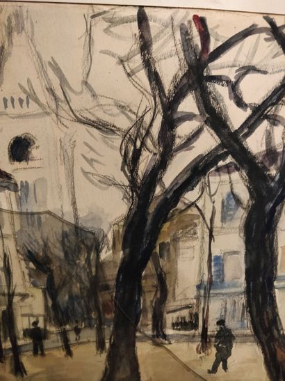 null André Malterre 

Square in Paris 

Mixed media signed and dated lower right...