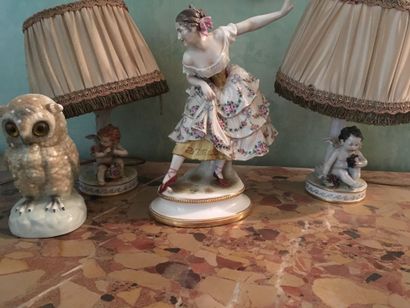 null Lot of porcelain summer various: pair of wall lights in tôele and porcelain,...