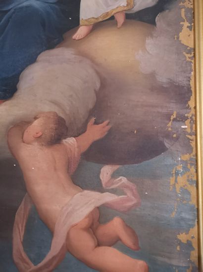 null Ecole du XIXème siècle. Saint et Vierge à l'enfant. Huile sur toile daté 1816...