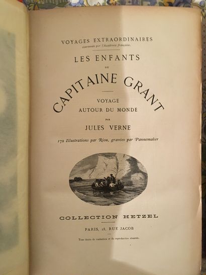 null Jules VERNE. Lot de quatre volumes grand in-8, percaline polychrome de l'éditeur...