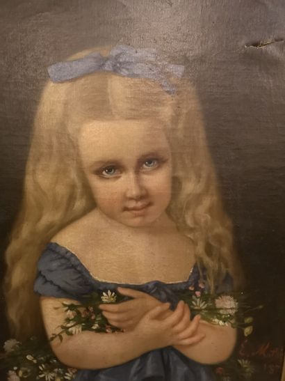 null 
Ecole du XIXème siècle. 

Portrait de fillette. 

Huile sur toile portant signature...