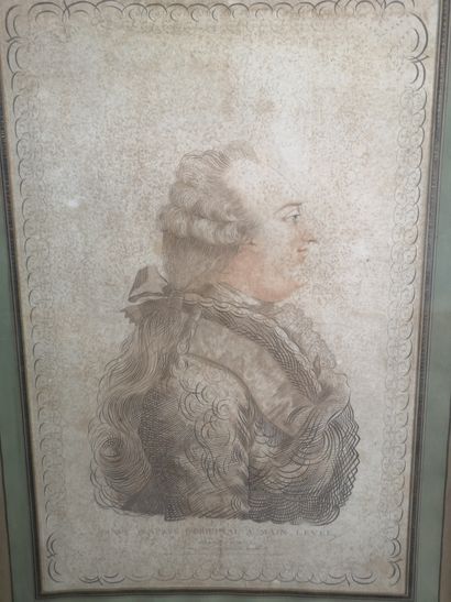 null D'après Bernard, 1780. Louis XVI et Marie Antoinette. Paire de gravures, baguettes...