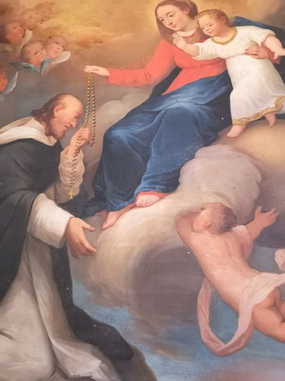 null Ecole du XIXème siècle. Saint et Vierge à l'enfant. Huile sur toile daté 1816...