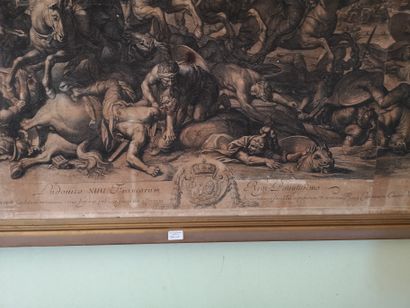 null After VOUET and LE BRUN. Scenes of triumph. Pair of engravings XVIIth century....