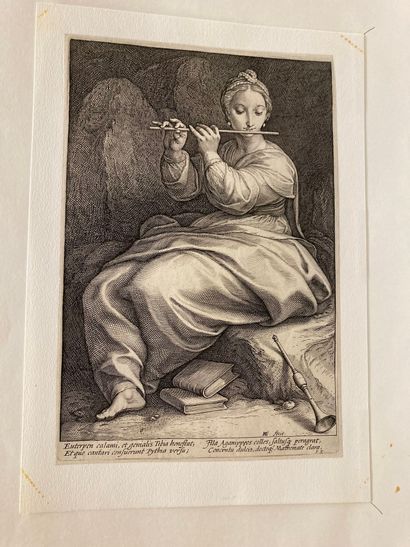 Hendrick GOLTZIUS (1558-1617) Terpsichore-Euterpe
Deux planches de la série des Muses....