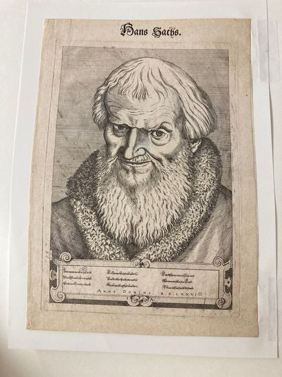 Jost AMMAN (1539-1591) Hans Sachs poète allemand
Eau-forte d'après Heemeysen. Très...