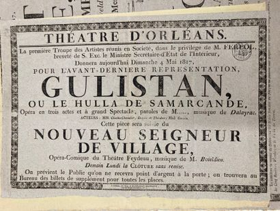 null AFFICHES
Affiches pour le Théatre d'Orléans, spectacles lyriques, troupes d'artistes
Affiches...