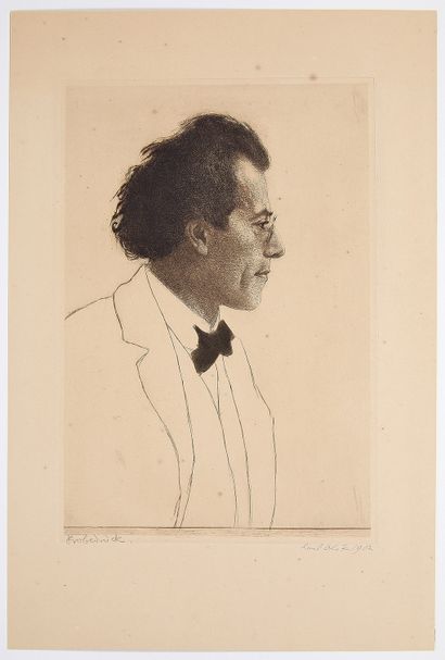Emil Orlik (1870-1932) Gustav Mahler. Avec: Toscanini gravé par Heintzelmann
Eau-forte,...