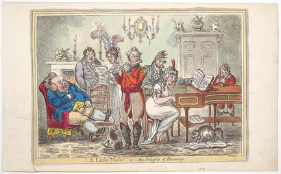 James Gillray (1757-1815) Playing in Parts, a Little music, Harmony before
Matrimony,...