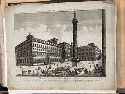 Jean BARBAULT (1718-1766), d'après Vue de la place, de Montecavallo à Rome-Vue de...