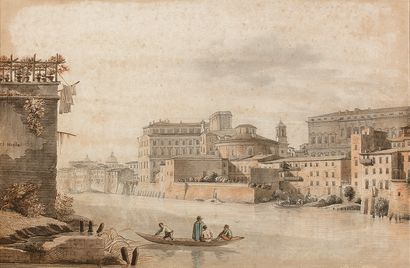 VICTOR JEAN NICOLLE (PARIS 1754-1826) The Farnese Palace Seen from the Tiber Quays
Pen...