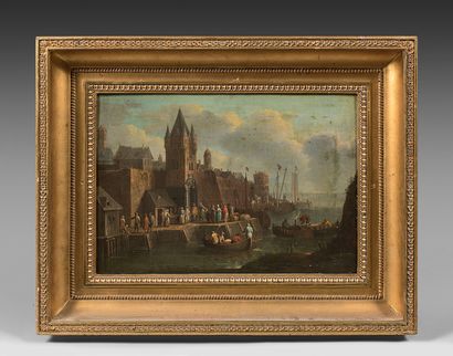 École FLAMANDE du début du XVIIIe siècle, suiveur de Peter BOUT 


Port du Nord



Canvas.



31.5...