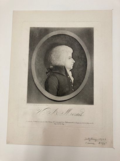 MOZART/QUENEDEY (1756-1830) W. A. Mozart
Drawn and engraved with a physionotrace...